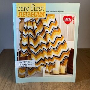 My First Afghan Red Heart Excellent Unisex OS Blue Crochet Pattern Book 12